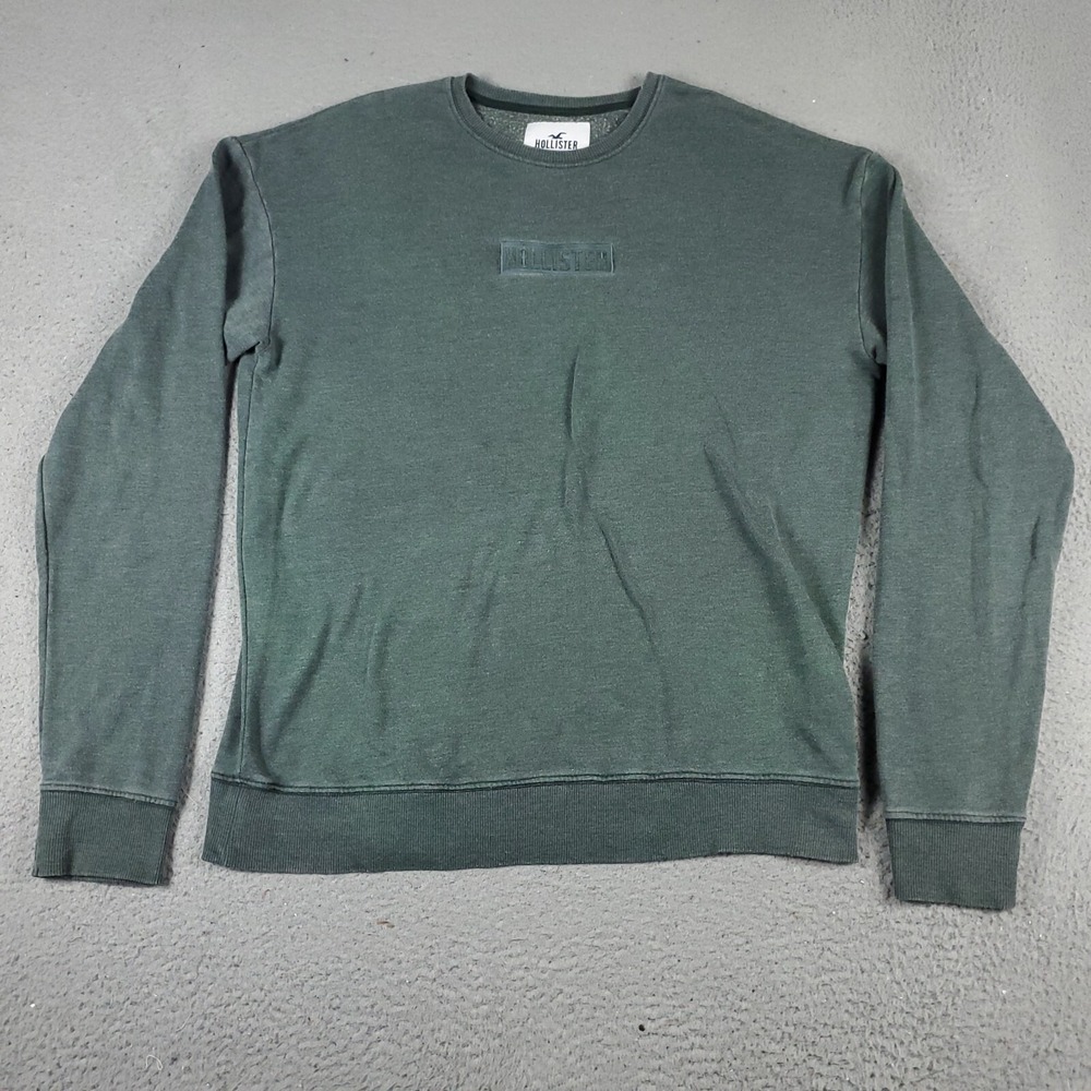 Hollister Sweater Mens Size Medium Gray Pullover Sweatshirt Logo Knit